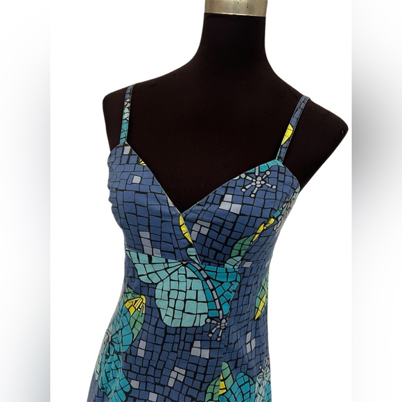 Lilly Pulitzer Blue Mosaic Butterfly Print Mini Dress Women’s Size 2 Y2K - Picture 2 of 5